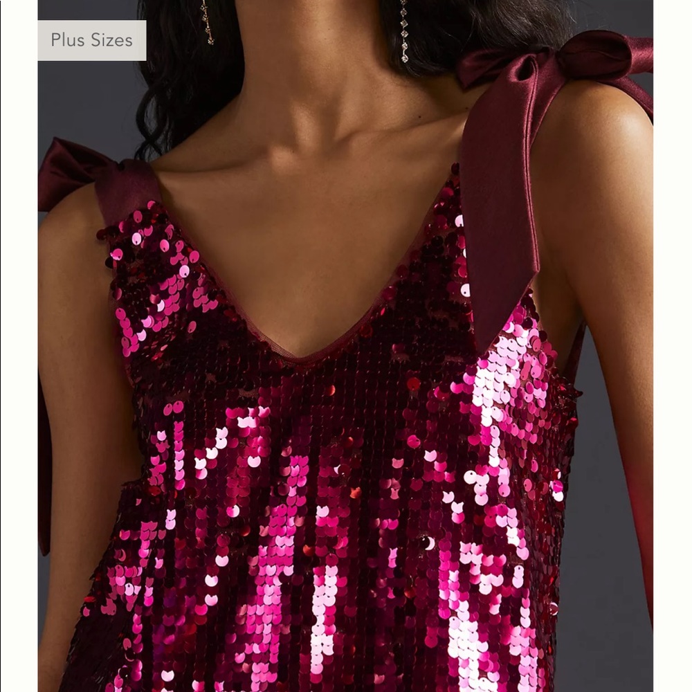 Anthropologie sequined tie-strap tank